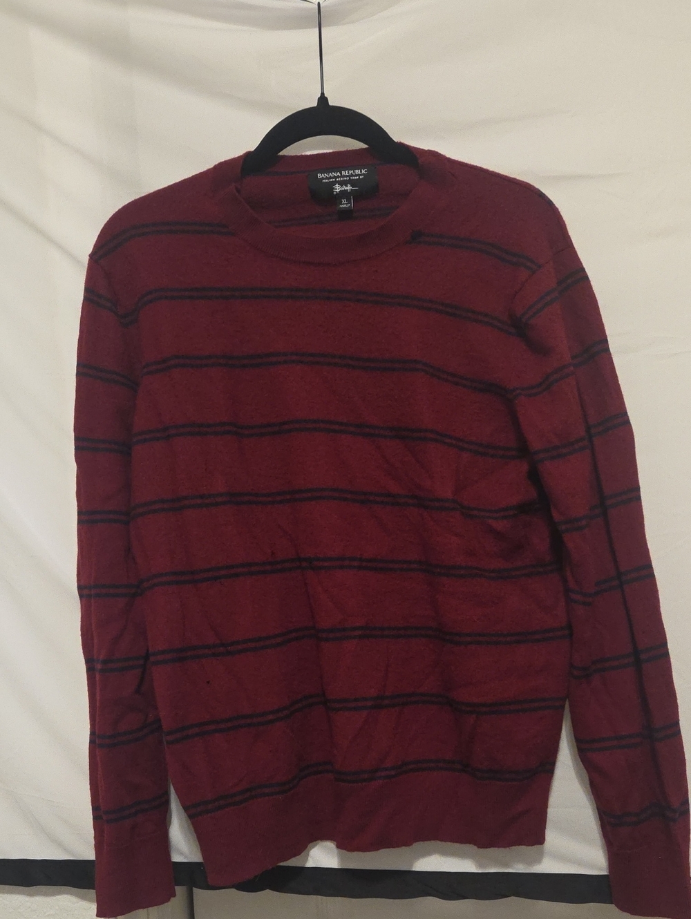 Banana Republic Burgundy Crewneck Sweater with Black Stripes